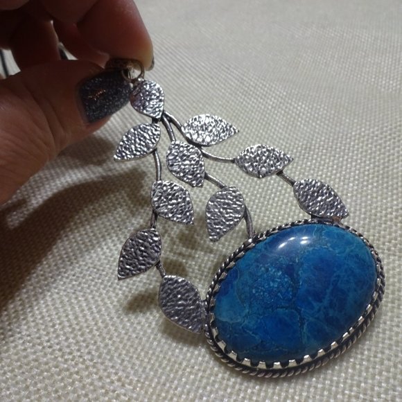 Unique "DENDRITE OPAL" Handmade Silver Pendant/Black Cord #421B - Picture 1 of 3